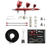 ABEST Kit de Pistolet à Peinture Aérographe Professionnel Double Action 0,2 mm, 3 mm, 5 mm Avec Trois Tasses de Capacité Différentes (2, 5, 13 CC) Pour Maquettes, Ongles, Peinture Corporelle