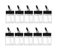ABEST Lot de 10 bouteilles en verre pour aérographe Master Iwata Dual Action 22 CC avec bouchons en verre