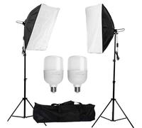 Abeststudio 50W 5500K Softbox kit d'éclairage continu pour Studio Photo, Boîte à lumière 50x70cm Soft Box,2X 25W LED Ampoule,2M Adjustable Light Stand with Carry Bag