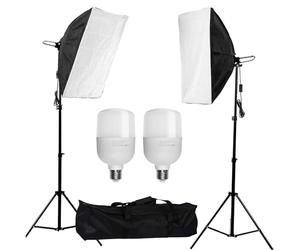 Abeststudio 50W 5500K Softbox kit d'éclairage continu pour Studio Photo, Boîte à lumière 50x70cm Soft Box,2X 25W LED Ampoule,2M Adjustable Light Stand with Carry Bag