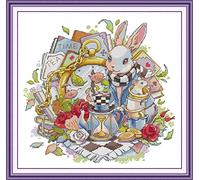 ABEUTY Kit de broderie au point de croix pour adultes et débutants pré-imprimé ou non, Alice au pays des merveilles - Kit de broderie à faire soi-même - 14 fils - Kit de broderie estampillé ou non