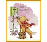 ABEUTY Kit de broderie au point de croix pour adultes pré-imprimé ou non - 14 fils - Kit de démarrage de broderie estampillé ou non estampillé DMC - Facile pour débutants (estampillé)