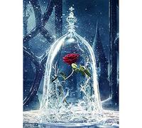 ABEUTY Kit de peinture diamant 5D à faire soi-même, Belle et Bête, kit d'art diamant en cristal (rose, 30 x 30 cm, non pliable)