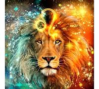 ABEUTY Kit de peinture diamant 5D à faire soi-même - Motif signe du zodiaque Lion - Peinture avec diamants - Lion
