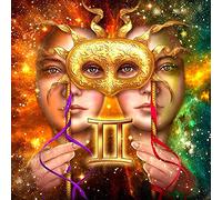 ABEUTY Kit de peinture diamant 5D à faire soi-même - Strass - Gémeaux du zodiaque - Peinture avec diamants - Kit d'art en cristal - Gémeaux