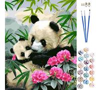 ABEUTY Peinture Numero Animal Panda Une rose, Peinture par Numero 40x50 cm Peinture Numéro Bricolage