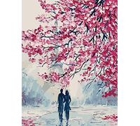 ABEUTY Peinture Numero Feurs de cerisier Des couples, Peinture par Numero 40x50 cm Peinture Numéro Bricolage