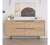 Buffet 4 Portes Finition Bois Et Métal Noir 160x75cm Abey Marron