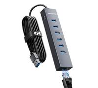 ABFCRTTW Adaptateur USB vers Ethernet de 1,2 m, adaptateur multiport 7 en 1 USB 3.0 avec Ethernet 1 Gbit/s et 6 ports USB 3.0, adaptateur Ethernet USB pour ordinateur de bureau, ordinateur portable