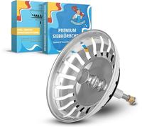 ABFLUSSHELD Panier d'évier 79mm - Tamis d'évier en INOX - Tamis d'évier avec Bouchon - Aussi pour évier Blanco Pièce détachée - Tamis d'évacuation évier de Cuisine réglable en Hauteur