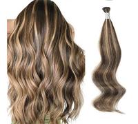 ABH AMAZINGBEAUTY HAIR Extensions de cheveux réels avec pointe Remy 40 cm chocolat blond caramel surligné 50 grammes/50 brins cheveux vrais brun #P4/27