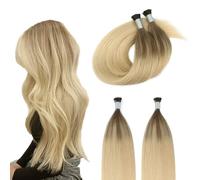 ABH AMAZINGBEAUTY HAIR Extensions de cheveux réels, bondings Balayage, extensions avec des conseils et de vrais cheveux, Itip Ombre, brun cendré jusqu'à blond, Remy Extensions Pre Bonded Fusion