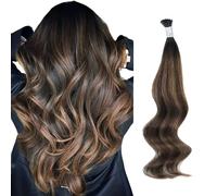 ABH AMAZINGBEAUTY HAIR Extensions de cheveux vrais avec dentelle kératine, 50 g, marron foncé #2/6/2 avec marron châtaignier, cheveux humains priés, pour femmes 50s 45 cm