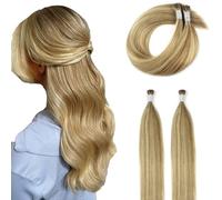 ABH AMAZINGBEAUTY HAIR I Tip Extension en vrais cheveux à la kératine, cheveux réels, doux et raides, blond cendré doré, vrais cheveux Remy 50 cm, 50 g, 50 s #P16/22