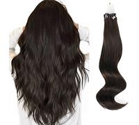 ABH AMAZINGBEAUTY HAIR Microloop Extensions de cheveux réels Marron foncé 45 cm 1 g mèche 50 g Extensions de fil de poisson