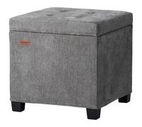 ABHENG Carré Pouf Rangement Tabouret Structure en Acier recouverte de Chenille, Charge jusqu'à 350 kg Capacité 48 L Pouf Salon,ReposePieds avec Pieds et Couvercle Amovible Gris ASND641G