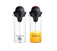 ABHI 450ML Shaker électrique Corps en verre Alimenté par batterie Mélangeur automatique pour café, milkshake, miel, lait, mousse, œuf, protéine - Noir