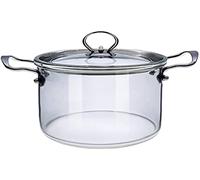 ABHOME Casserole en Verre avec Couvercle Transparent - Marmite Transparente chauffante de 3,5 L ou 5 L Marmite en Verre avec Couvercle pour Soupe Salade de Nouilles instantanées pour bébé (3.5L)