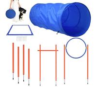 Abhpjuy Agility Kit d'entraînement d'agilité pour chien avec tunnel pour chien, obstacles, barres de slalom, anneau de saut