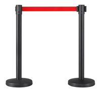 Abician 2 Poteaux de Guidage à Sangle Rétractable en Nylon, Potelet à Sangle Rétractable en Métal, Barrière de Sécurité, Contrôle des Foules, Gestion File d’Attente, Bar, Hôtel, Hall, École Rouge