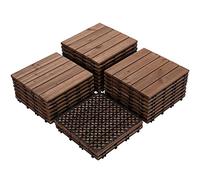 Abician 27 Dalles de terrasse en Bois 30 x 30 cm Dalles de Terrasse en Bois Composite pour patio intérieur extérieur jardin terrasse Brun