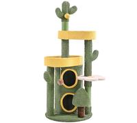 Abician Arbre à Chat Cactus en Tissu Moppy Tour pour Chat Cachette Perchoirs Poteaux avec Griffoirs en Sisal Jouets 123 cm