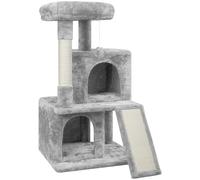 Abician Arbre à Chat Ideal au Coin du Mur Arbre Chat avec Poteaux Sisal à Griffer Niche Spacieuse 1 Boule de Peluche 49 x 45,5 x 91 cm Gris Clair