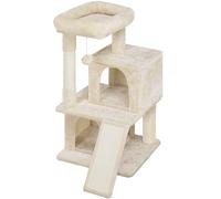 Abician Arbre à Chat Ideal au Coin du Mur Arbre Chat avec Poteaux Sisal à Griffer Niche Spacieuse 1 Boule de Peluche 49 x 45,5 x 91 cm Beige