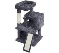 Abician Arbre à Chat Ideal au Coin du Mur Arbre Chat avec Poteaux Sisal à Griffer Niche Spacieuse 1 Boule de Peluche 49 x 45,5 x 91 cm Gris Foncé