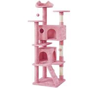 Abician Arbre à Chat Multi-Niveaux 178cm Charge Max. 20KG, Idéal pour 3-4 Chats avec 2 Niches 3 Plateformes 2 Boules en Sisal Arbre à Grimper, Rose