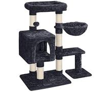 Abician Arbre à Chat Multiniveau Tour pour Chat avec Poteaux en Sisal Niche Perchoir Panier Boule à Clochette 96,5 cm de Haut Noir