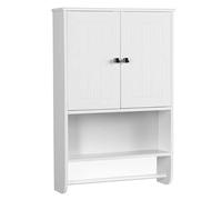 Abician Armoire Murale Salle de Bain, Armoire en Bois MDF, Armoire à Deux Portes avec Étagère Réglable en Hauteur, Compartiment Ouvert et Porte-Serviettes, Cuisine, Salon, Éntrée