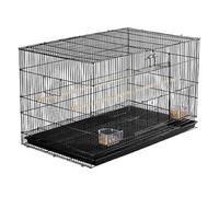 Abician Cage à Oiseaux avec Espace Spacieuse, Plateau Coulissant, 2 Perchoirs en Bois, Petits Oiseaux, Perroquets Perruches Conures Pinsons, 77,5 x 46,5 x 46cm Noir