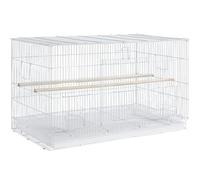 Abician Cage à Oiseaux avec Espace Spacieuse, Plateau Coulissant, 2 Perchoirs en Bois, Petits Oiseaux, Perroquets Perruches Conures Pinsons, 77,5 x 46,5 x 46cm Blanc