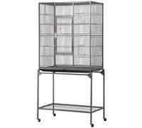 Abician Cage à Oiseaux Grande Cage pour perroquets 63'' avec Support pour Extérieur Intérieur 81 x 47 x 160 cm