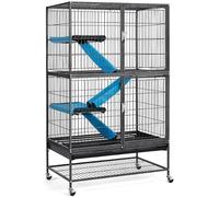 Abician Cage pour Petits Animaux Roulante Cage Rongeurs Hamster/Chinchilla/Cochon d'Inde avec 2 Plate-Formes Détachables en Métal Noir