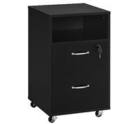 Abician Caisson de Bureau à roulettes avec 2 Tiroirs et 1 Compartiment Caisson de Rangement en Bois pour Dossiers Format A4/Format Lettre 40 × 40 × 65,5 cm Noir