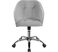 Abician Chaise de Bureau en Tissu Effet Velours Fauteuil de Bureau sur roulettes à 360° Réglable en Hauteur Cadre en Métal Charge Maximale de 136 kg Domicile Bibliothèque Gris Clair