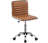 Abician Chaise de Bureau Ergonomique Assise Réglable Tabouret Bas sans Accoudoir Tabouret Bureau à roulettes Pivotantes Charge 120 kg Brun Rustique