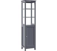 Abician Colonne de Salle de Bain Armoire de Rangement Haute en Bois Meuble sur Pied avec Étagère réglable à 3 Niveaux et 1 Porte, pour Cuisine Couloir buanderie 40 cm×32 cm×160 cm, Gris Foncé