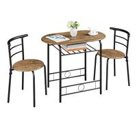Abician Ensemble de Table de Salle à Manger avec 2 Chaises en Métal et Bois Petit Espace Table de Cuisine pour Deux Personnes 90 cm × 53 cm × 75,5 cm Brun Clair