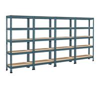 Abician Etagères de Rangement 280 x 150 x 30 cm Étagère Metallique Atelier/Garage/Cuisine Charge Lourde 150 kg par Niveau sans Boulons Neptune Bleu