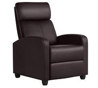 Abician Fauteuil de Relaxation Canapé 1 Place Confortable Inclinable en 3 Positions avec Repose-Pied, Patins Antidérapants, pour Salon Chambre Bureau Brun/Similicuir