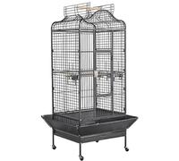 Abician Grande Cage Oiseaux pour Perroquet Grande Cage à Oiseaux exquise avec Toit Ouvrable 81 x 77 x 154 cm Noir