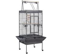 Abician Grande Cage Oiseaux Voliere avec Pied sur Roulette Cage à Oiseaux Perruches/Cacatoès/Perroquets/Canaries 81 x 76 x 174 cm Noir