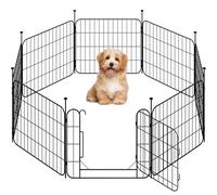 Abician Parc Enclos Chien Chiot Lapin Rongeur Cage Clôture Chenil en Métal Interieur Pliable 60 * 50cm Enclos Chien 8 Panneaux Modulable Noir
