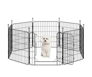 Abician Parc Enclos Chien Chiot Lapin Rongeur Cage Clôture Chenil en Métal Interieur Pliable 60 * 60cm Enclos Chien 8 Panneaux Modulable Noir
