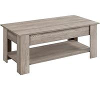 Abician Table Basse à Plateau Relevable avec Compartiment Caché et Étagère de Rangement Table de Salon Bureau Salle de Réception Plateau Réglable en Hauteur 120 × 59 × 49-62,5 cm Gris