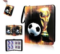 Abiemuce Album de Football, 50 Pages,Capacité de 400Cartes, Album de Cartes de Football, Album Photo de Cartes à Collectionner de Football avec Fermeture éclair et Boucle de Poignée,Cartes de Football