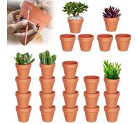 Abiemuce Lot de 24 Pots en Terre Cuite de 4 x 4,5 cm, Petits Pot en Argile, Mini Pots en Terre Cuite avec Trou de Drainage, Pot en Argile Réutilisable pour Plantes pour la Maison et Le Bureau